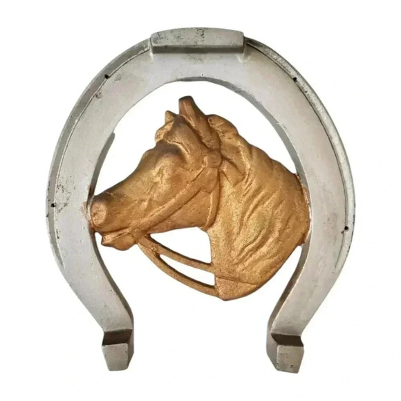 Vintage Horseshoe Wall Art Horse Head Rustic Western Farmhouse Equestrian Decor - Picture 2 of 9